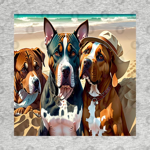 3 Pitbulls on vacation by Shiwwa